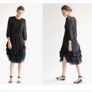 Heidi Merrick Venus Gauze Ruffle Dress black medium